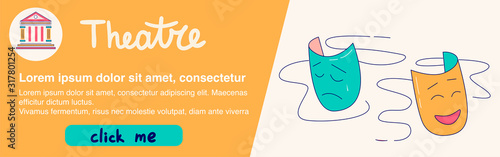 Banner for the website for the theater, opera, museum. Minimalistic theatre creative poster template.