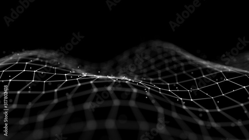 Принти на полотні Wave of interlacing points and lines