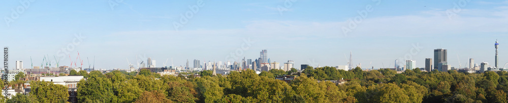 Wide panoramic view of London from Primrose hill Wide panoramic view of London from Primrose hill