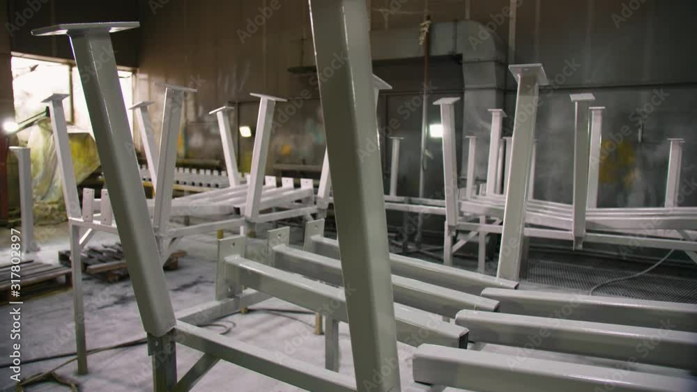 metal supports for equipment installing in empty workshop metal supports for equipment installing in empty workshop