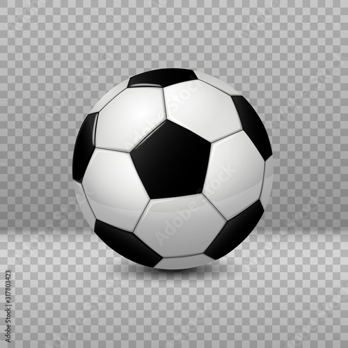 Detailed Soccer Ball isolated on transparent background. Vector Illustration