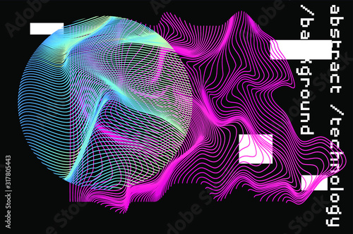Abstract background with generative art elements. Futuristic and glitched shapes in cyberpunk style.