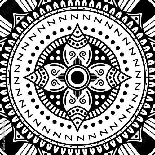 Ethnic Mandala Ornament. Arabic, Pakistan, Moroccan, Turkish, Indian, Spain motifs