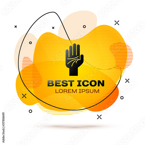 Black Palmistry of the hand icon isolated on white background. Abstract banner with liquid shapes. Vector Illustration