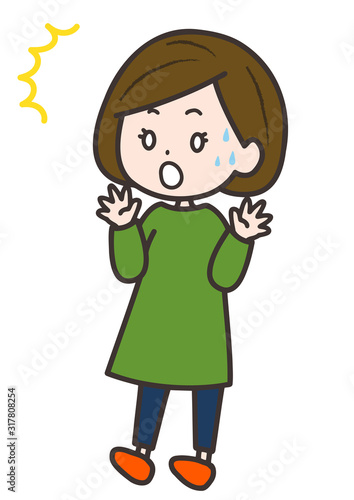 驚く女性　ポーズ　イラスト