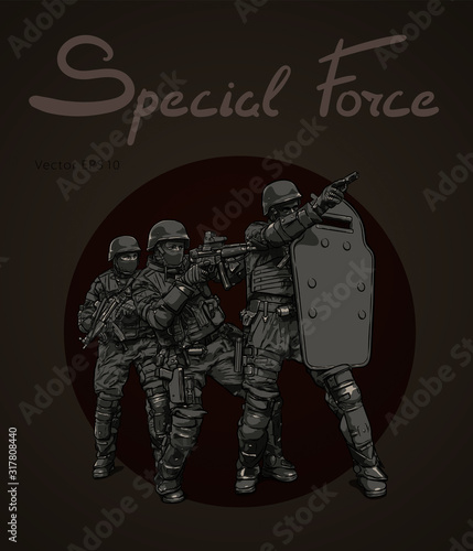 Police Forces anti terror operation. Vector sketch