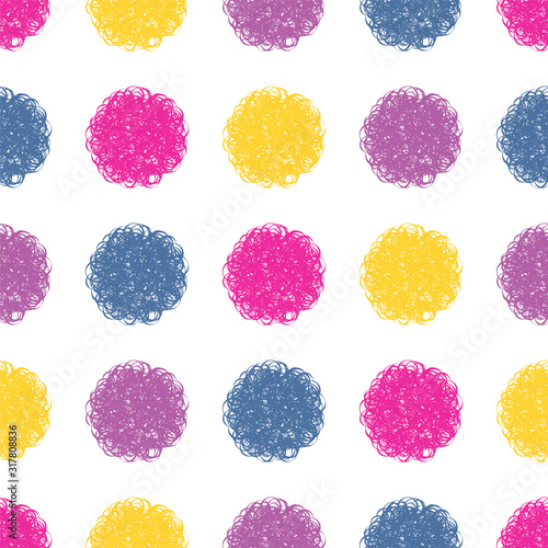 Polka dot doodle geometric vector seamless pattern.