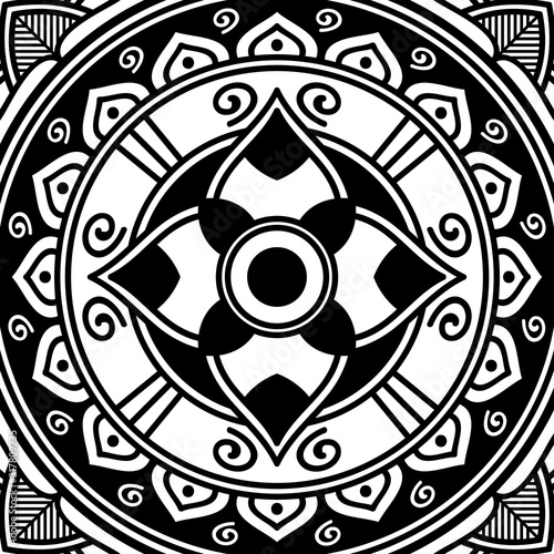 Abstract black and white line drawing, contour image for adult and older children