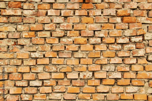 Red old brick wall texture background