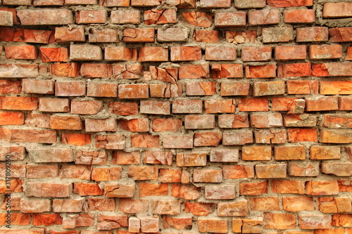 Red old brick wall texture background