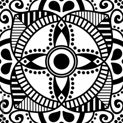 Abstract black and white line drawing, contour image for adult and older children