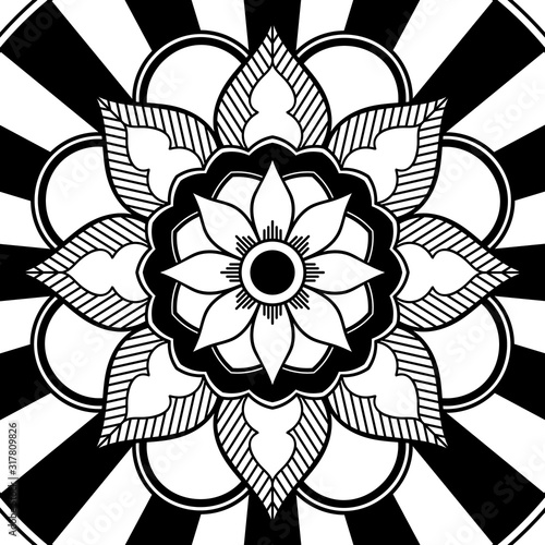 Abstract black and white line drawing, contour image for adult and older children