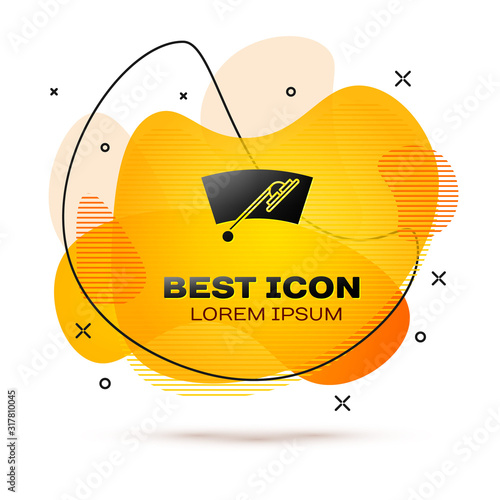 Black Windscreen wiper icon isolated on white background. Abstract banner with liquid shapes. Vector Illustration