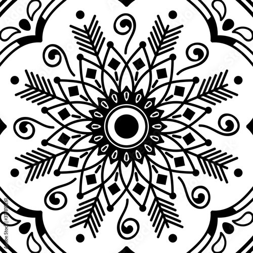 Abstract black and white line drawing, contour image for adult and older children