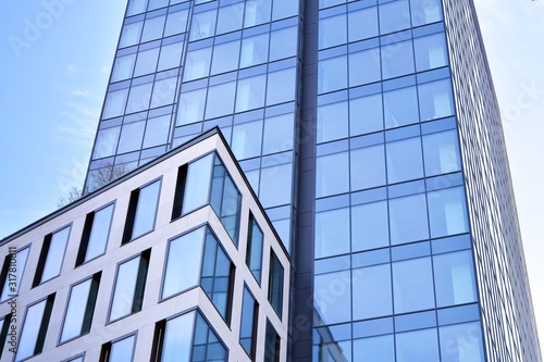 Abstract reflection of modern city glass facades
