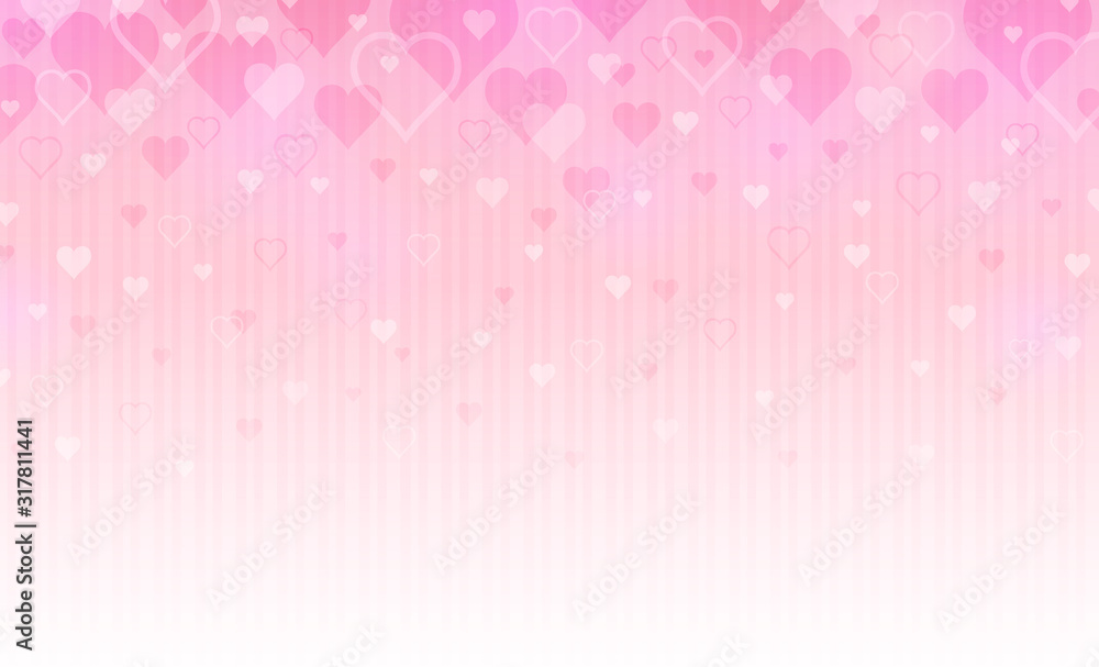 Pink banner with valentines hearts. Valentines greeting banner. Horizontal holiday background, headers, posters, cards, website. Vector illustration