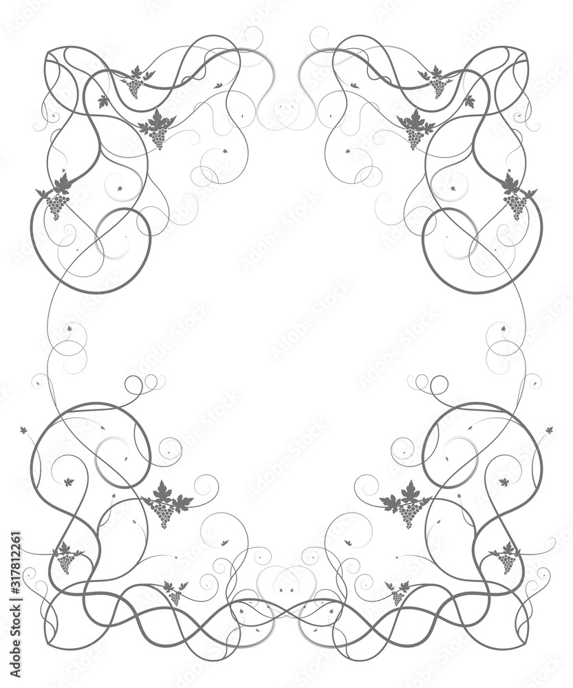 simple frame with twisted stalks of grapes simple frame with twisted stalks of grapes
