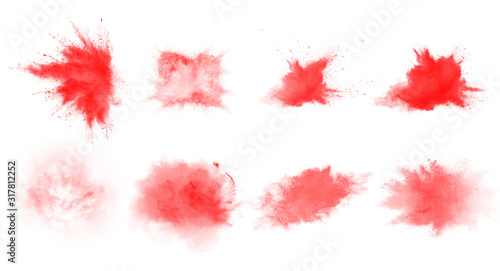 Set of red explode brushes. Beautiful red splash brushes