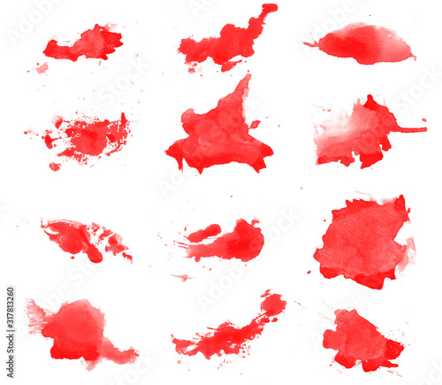 Abstract red paint brushes for painting. Red brushes collection