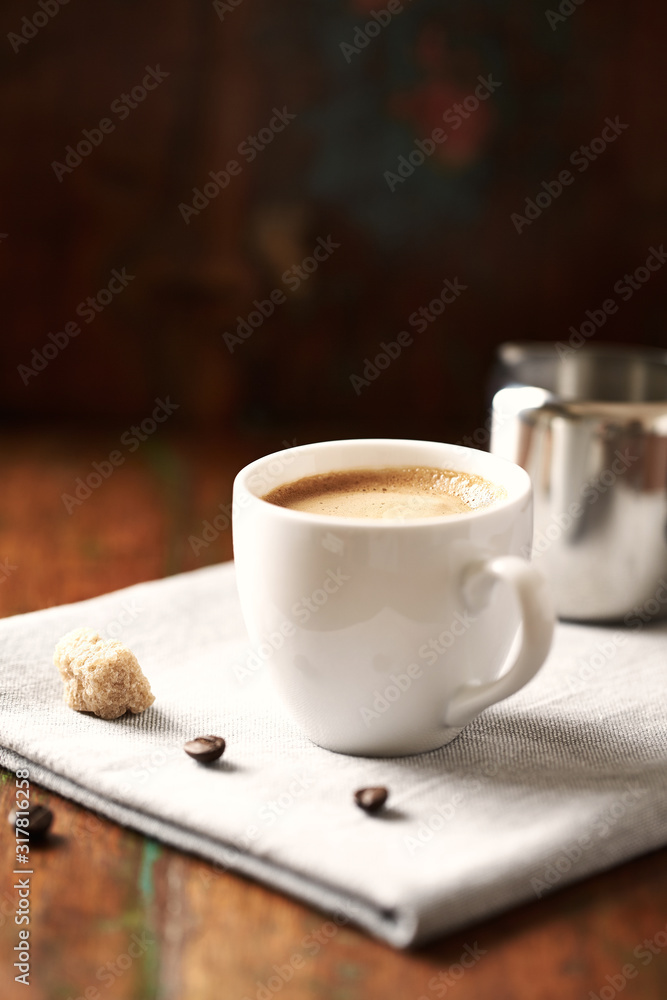 Cup of coffee on rustic wooden background Cup of coffee on rustic wooden background