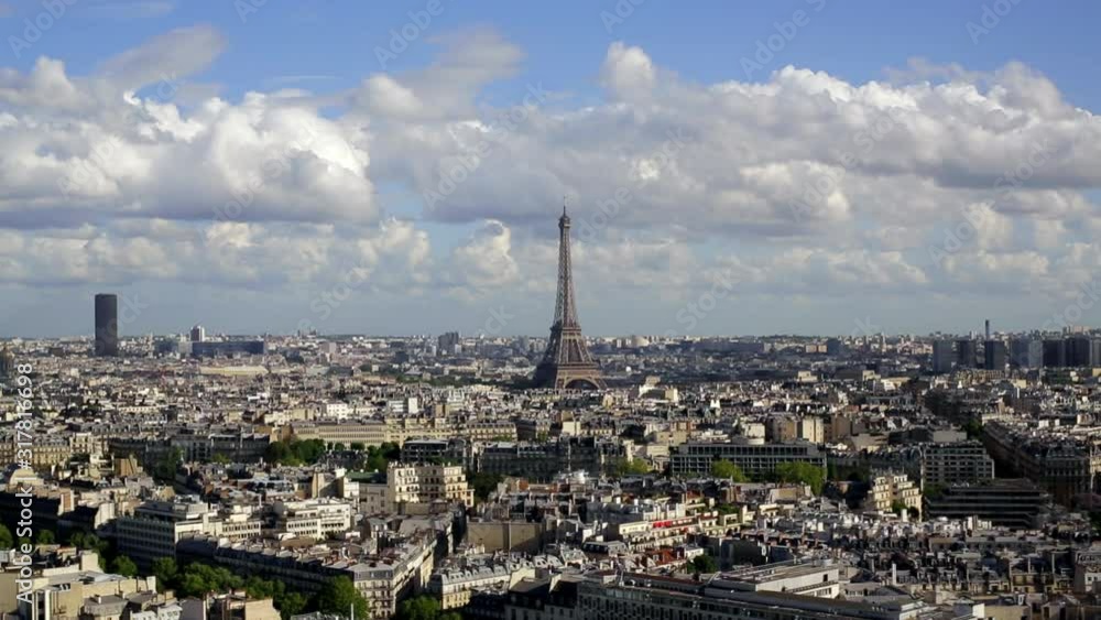 City, Arc de Triomphe and the Eiffel Tower, viewed over rooftops, Paris, France, Europe City, Arc de Triomphe and the Eiffel Tower, viewed over rooftops, Paris, France, Europe