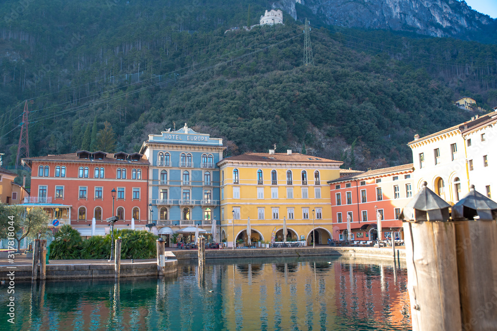 Riva del Garda, a pretty holiday town on the shores of Lake Garda. italy