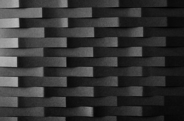 Abstract minimalist curve lines seamless modern architecture pattern made of black folded paper
