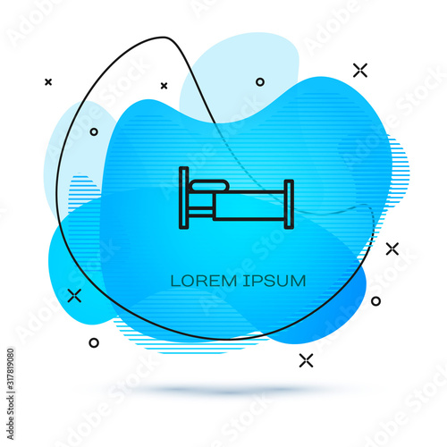 Line Bed icon isolated on white background. Abstract banner with liquid shapes. Vector Illustration