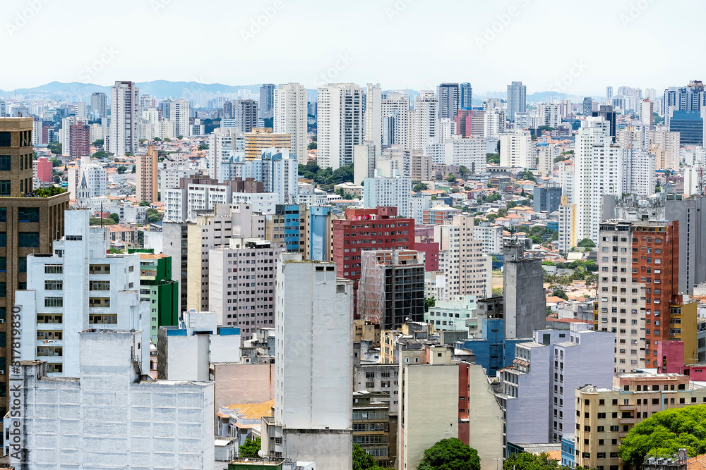Aerial view of the buildings of Se Neighborhood at Sao Paulo SP Brazil during the day. 