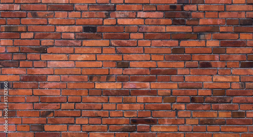 texture of old red brick wall background. high detailed photo of brickwall