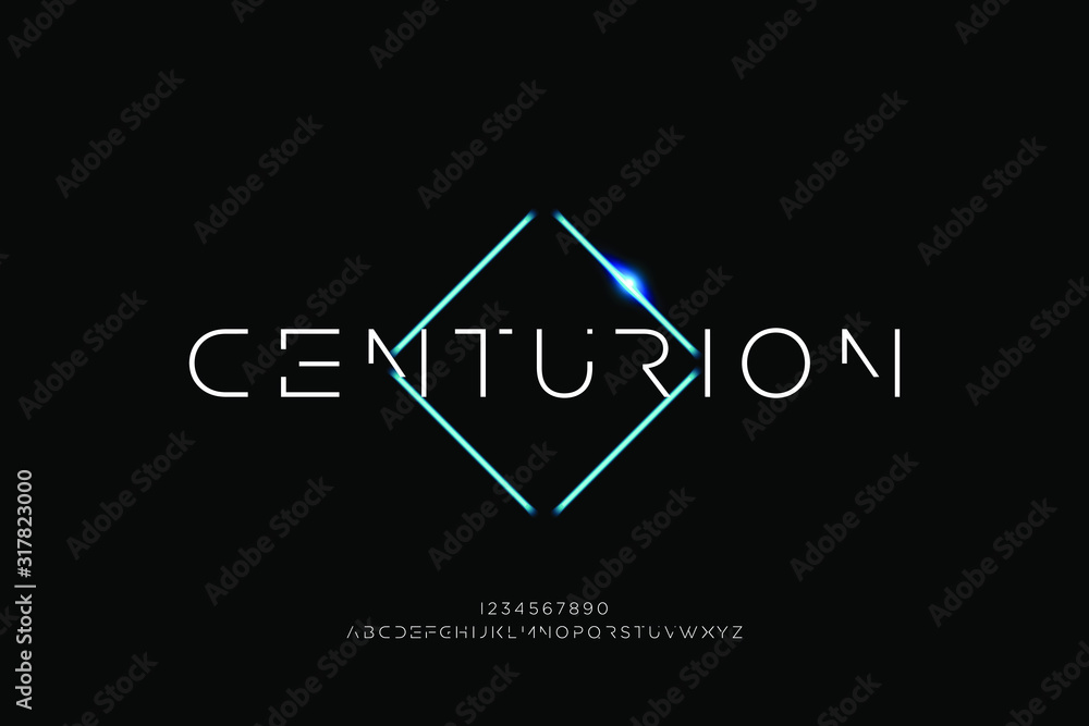 Fototapeta Centurion, futurystyczna czcionka alfabetu w technologii abstrakcyjnej. cyfrowej przestrzeni typografii wektorowy ilustracyjny projekt
