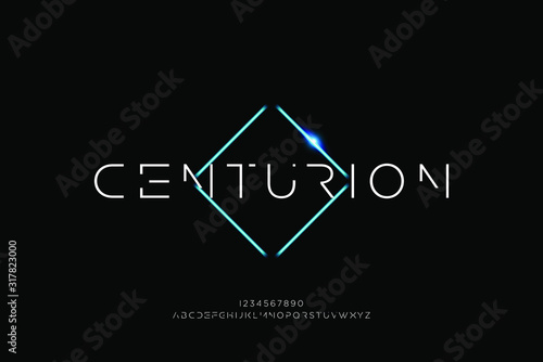 Fototapeta Centurion, futurystyczna czcionka alfabetu w technologii abstrakcyjnej. cyfrowej przestrzeni typografii wektorowy ilustracyjny projekt