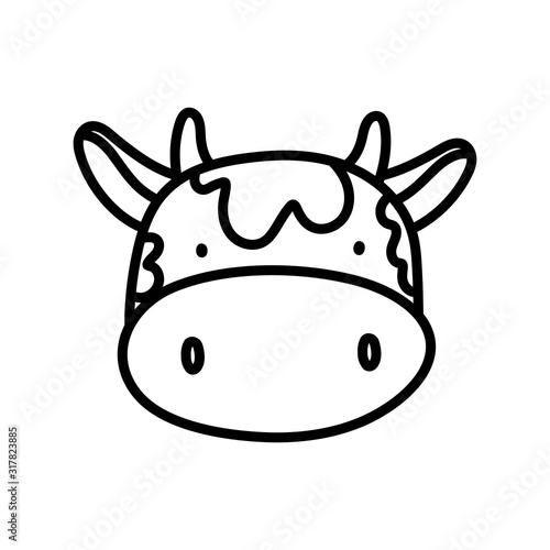 cute cow face livestock farm animal cartoon thick line