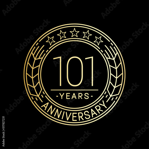 101 years anniversary logo template. 101st line art vector and illustration.