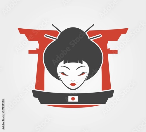 Design of geisha face illustration