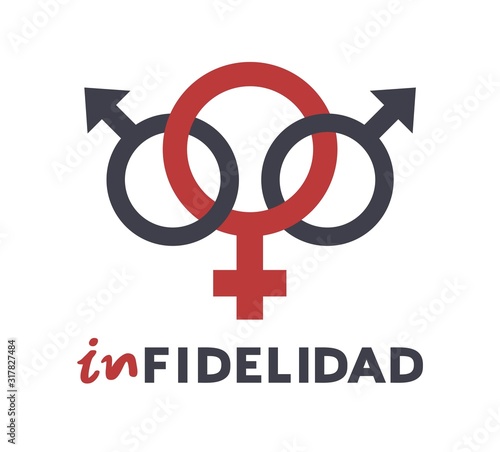 Design of unfaithful woman icon, message of infidelity in spanish