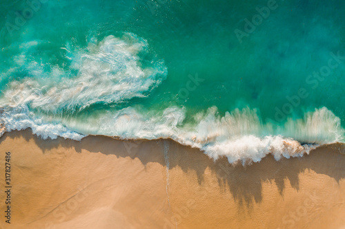 Canvastavla Fantastic drone view azure water ocean golden beach Kelingking Beach Nusa Penida Bali Indonesia