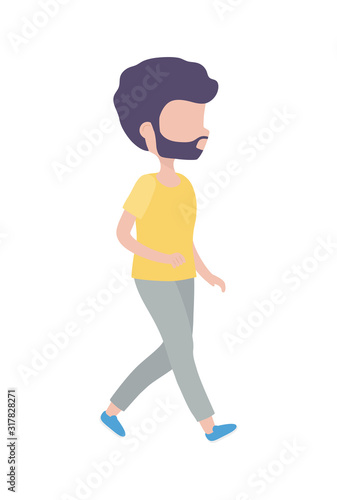 young man walking character cartoon icon © Stockgiu