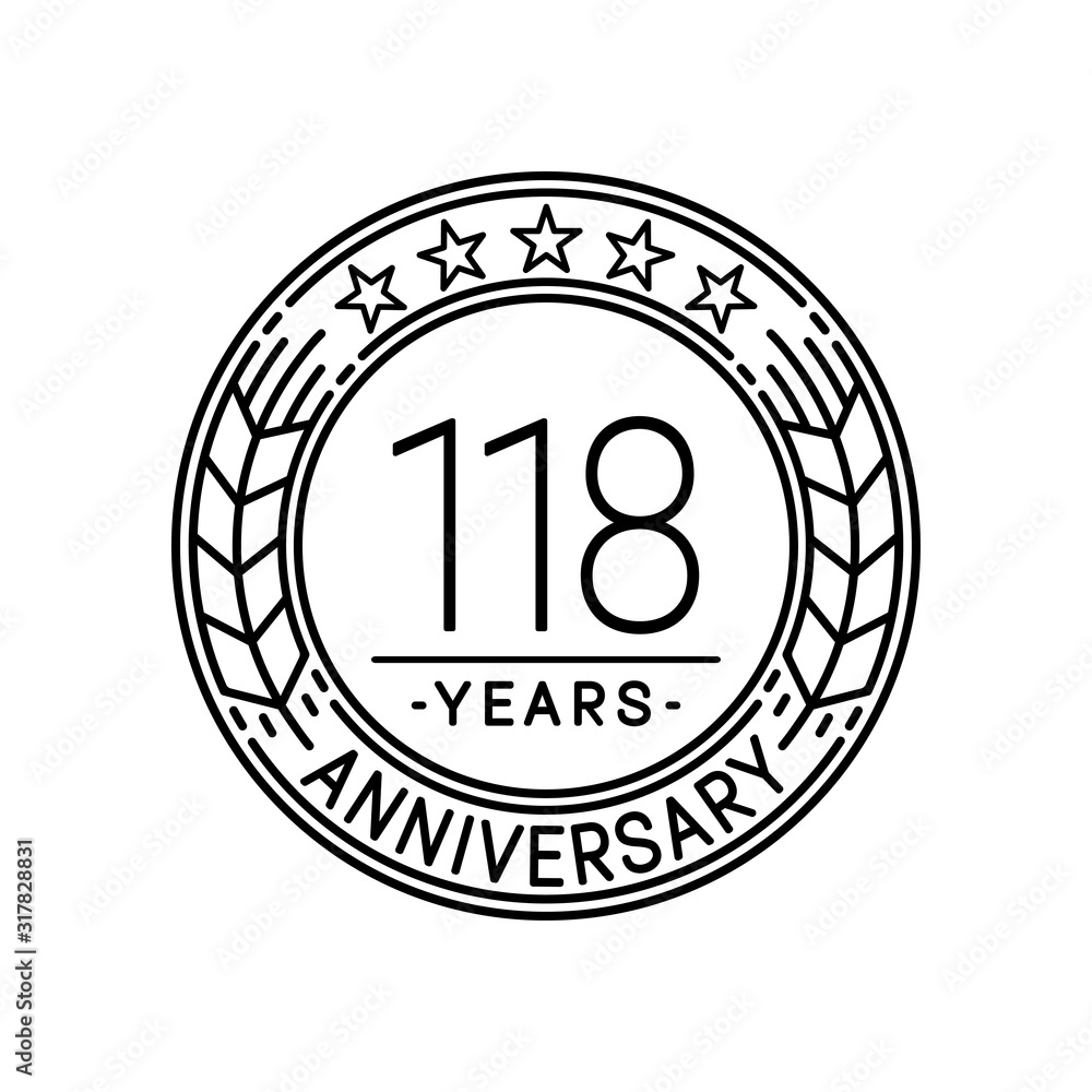 118 years anniversary logo template. 118th line art vector and illustration. 118 years anniversary logo template. 118th line art vector and illustration.