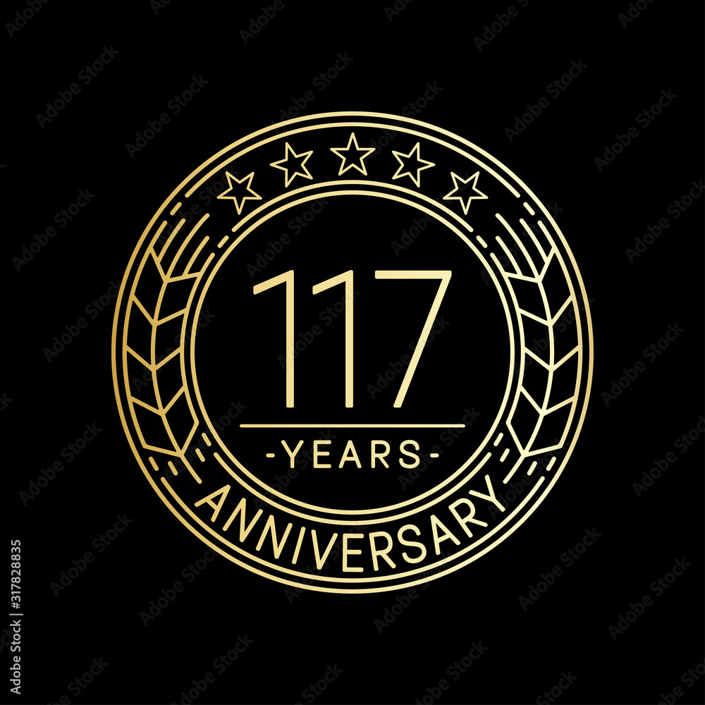 117 years anniversary logo template. 117th line art vector and illustration. 117 years anniversary logo template. 117th line art vector and illustration.