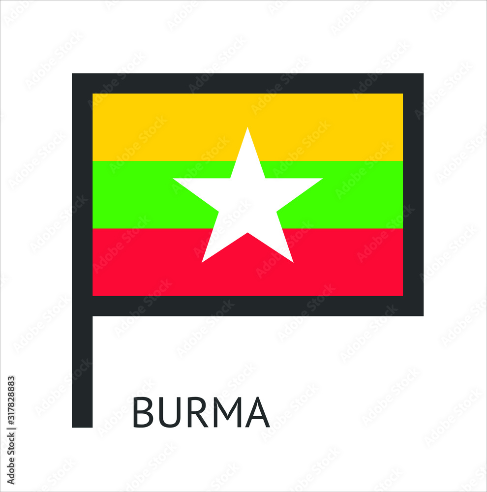 Burmese country flag symbol icon with a white background Burmese country flag symbol icon with a white background