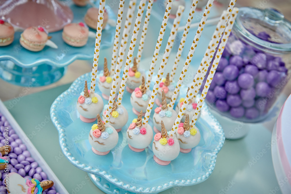 Pastel colors decorated cake pops