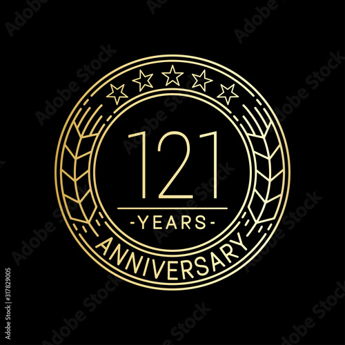 121 years anniversary logo template. 121st line art vector and illustration.