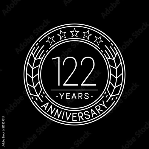 122 years anniversary logo template. 122nd line art vector and illustration. photo