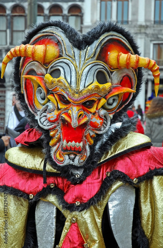 Italy, Venice colorful carnival masks.