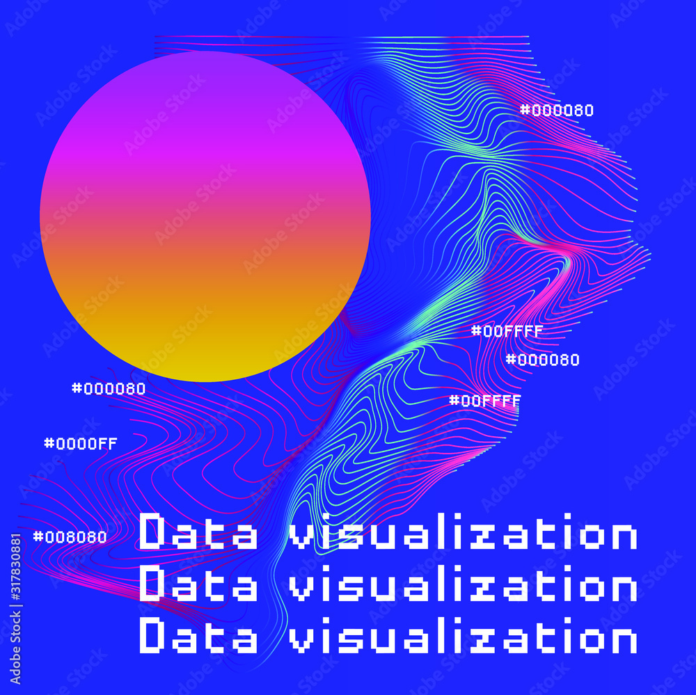 Abstract background with generative art elements. Futuristic and glitched shapes in cyberpunk style, Data visualization concept. Abstract background with generative art elements. Futuristic and glitched shapes in cyberpunk style, Data visualization concept.