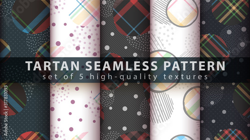 Set classic tartan seamless pattern.