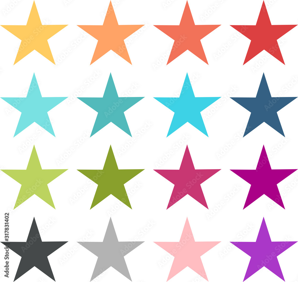 Set of coloured star icons Set of coloured star icons