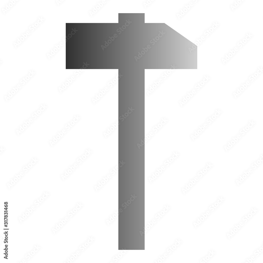 Hammer sign icon - gray silver metal simple gradient, isolated - vector Hammer sign icon - gray silver metal simple gradient, isolated - vector