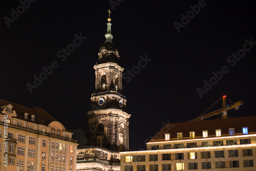 The ancient city of Dresden  Germany. Night streets of the city